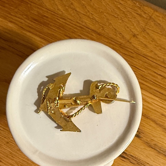 Nautical Anchor Brooch in Gold and Blue by Cinerama Cranston RI - Picture 12 of 17